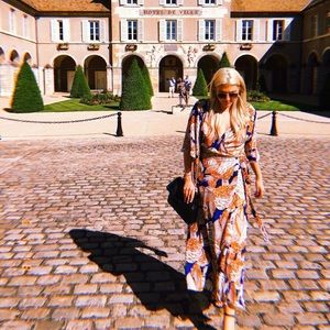 ASOS Orange & Blue Wrap Maxi Dress